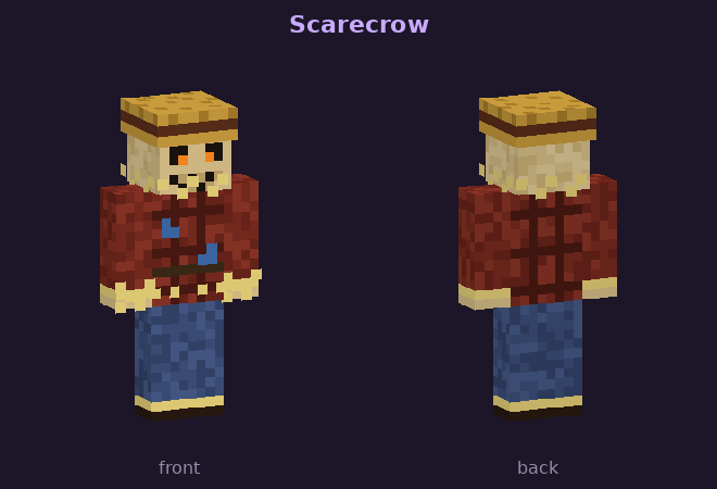 Scarecrow skin, front and back