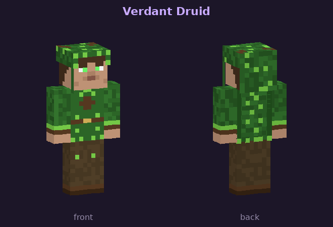 Verdant Druid skin, front and back